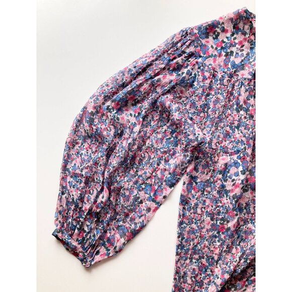ISABEL MARANT Orion Blue Pink Floral Silk Georgette Mini Tunic Dress, Size 36/XS - Picture 10 of 16